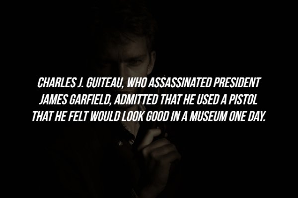 darkness - Charles J. Guiteau, Who Assassinated President James Garfield, Admitted That He Used A Pistol That He Felt Would Look Good In A Museum One Day.