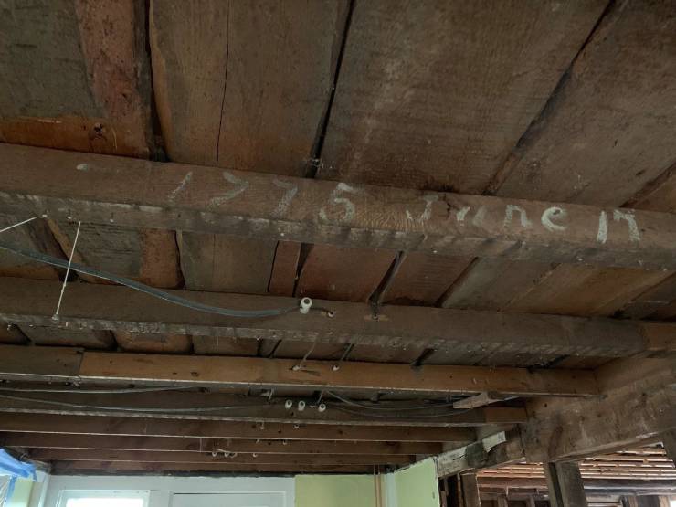 “Architect friends found this beam in an old house in Massachusetts, the date is the battle of Bunker Hill”