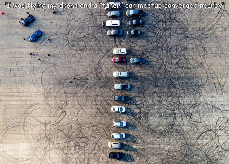 random photos and cool pics - screenshot - "I was flying my drone and a "tuner" car meetup converged nearby
