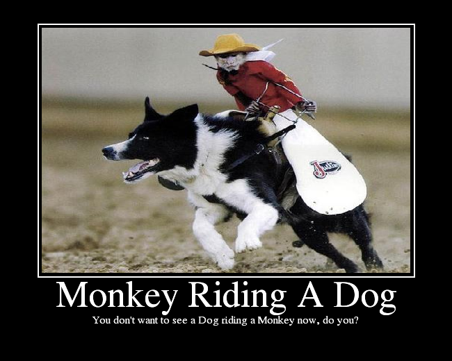 You don't want to see a Dog riding a Monkey now, do you?