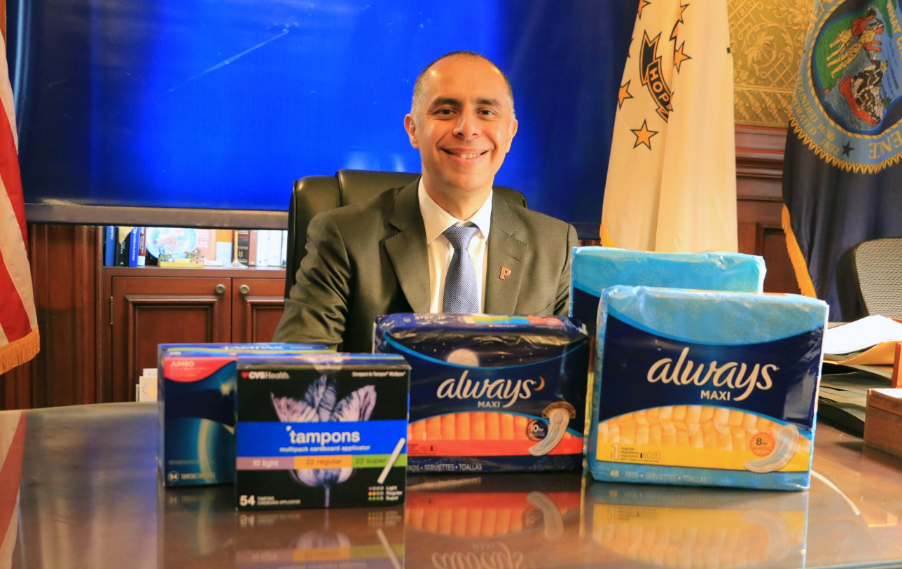 So this is the Mayor of Providence, R.I., sitting at his desk, smiling, with several boxes of tampons around him (I guess it was for a good cause, initiative to help women get menstrual products who cant afford them) and posted to his social media accounts. But who in God's name on his staff thought this picture would be a good idea???