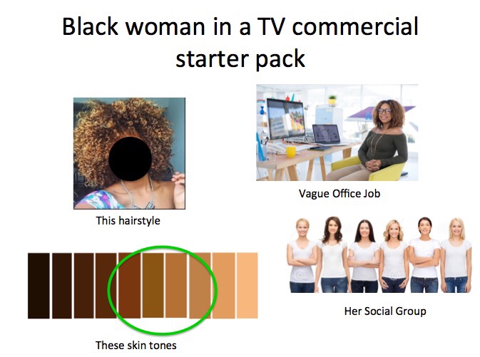 black woman commercial - Black woman in a Tv commercial starter pack Vague Office Job This hairstyle Her Social Group These skin tones