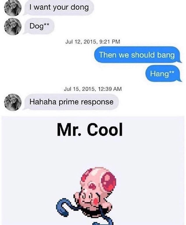 pokefusion memes - I want your dong Dog , Then we should bang Hang , Hahaha prime response Mr. Cool