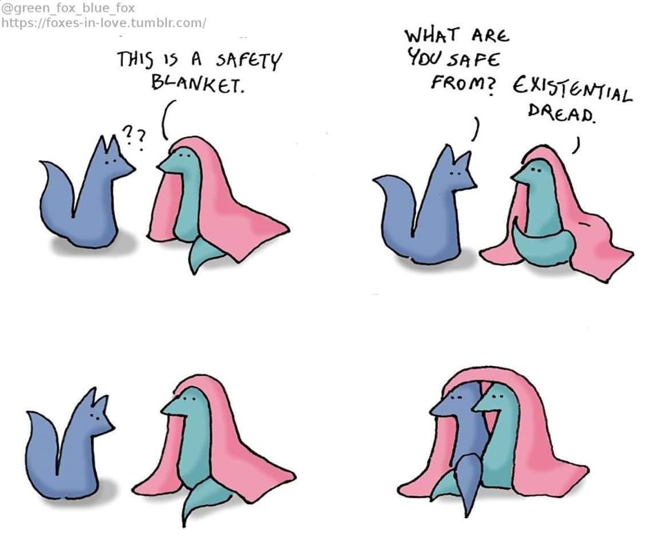 foxes in love comic - This Is A Safety Blanket. What Are You Safe From? Existential Dread.