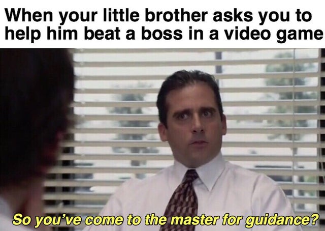 so you ve come to the master - When your little brother asks you to help him beat a boss in a video game So you've come to the master for guidance?