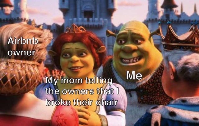 fiona shrek - Airbnb owner My mom telling Me the owners that I broke their chair