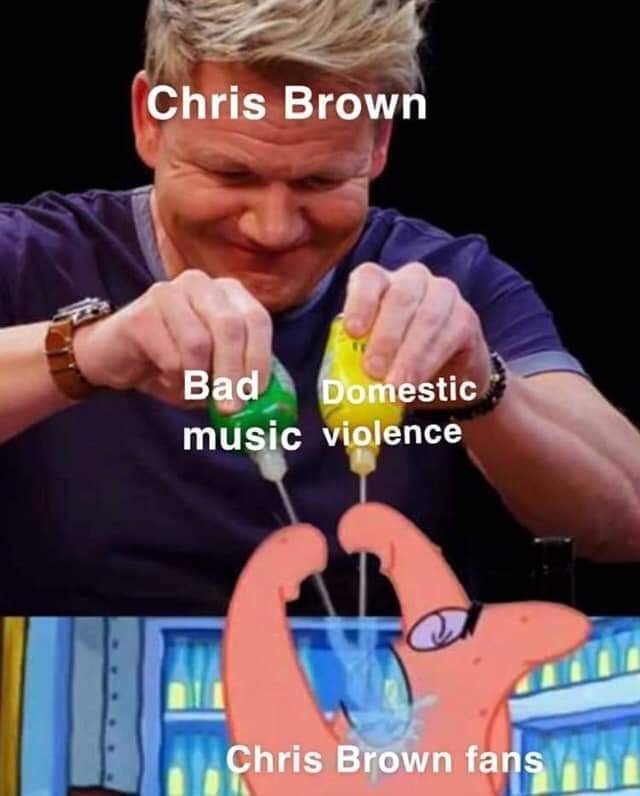 gordon ramsay patrick meme - Chris Brown Bad Domestic music violence Chris Brown fans