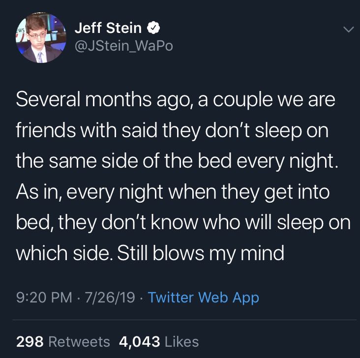 broken friendship quotes twitter - Jeff Stein Several months ago, a couple we are friends with said they don't sleep on the same side of the bed every night. As in, every night when they get into bed, they don't know who will sleep on which side. Still bl