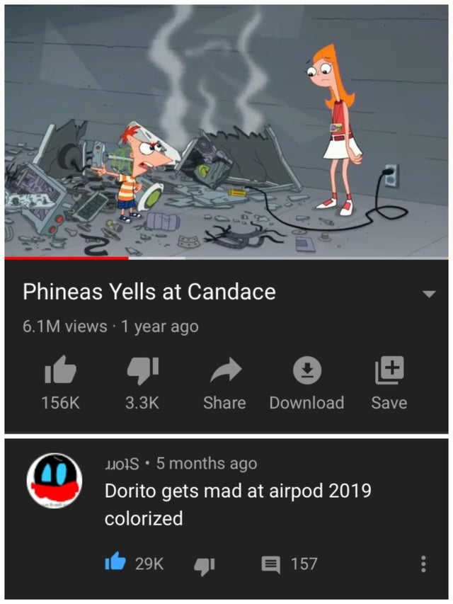 phineas yells at candace meme - In Phineas Yells at Candace 6.1M views 1 year ago S hare Download Save 101S. 5 months ago Dorito gets mad at airpod 2019 colorized ib 29K 157