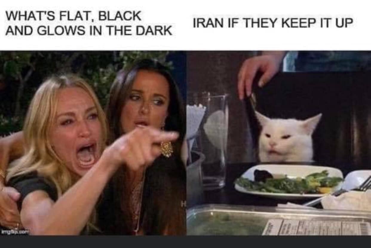 area 51 cat meme - What'S Flat, Black And Glows In The Dark Iran If They Keep It Up