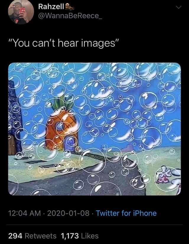 SpongeBob SquarePants - Rahzelle "You can't hear images" 0 Twitter for iPhone 294 1,173