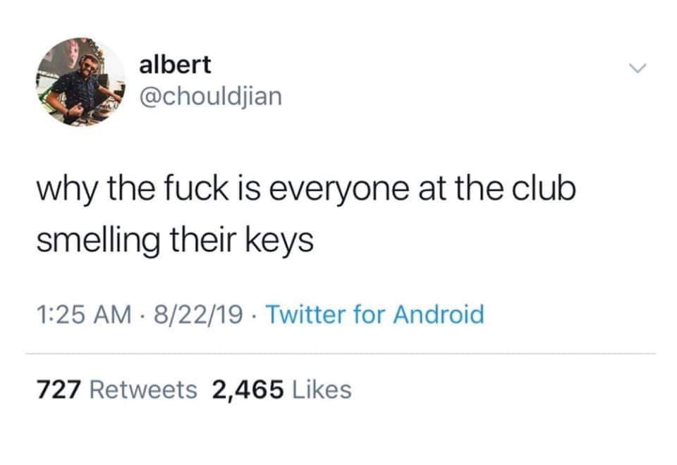 trump national emergency tweet - albert why the fuck is everyone at the club smelling their keys 82219 . Twitter for Android 727 2,465