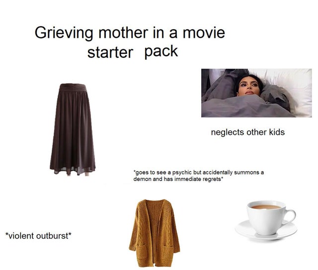 arteideais - Grieving mother in a movie starter pack neglects other kids goes to see a psychic but accidentally summons a demon and has immediate regrets violent outburst