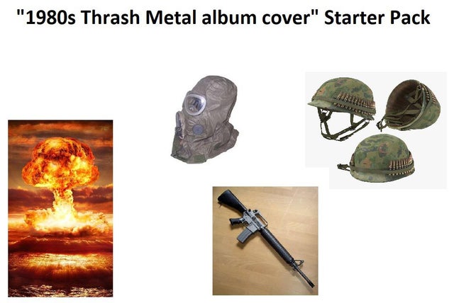 "1980s Thrash Metal album cover" Starter Pack Erleben