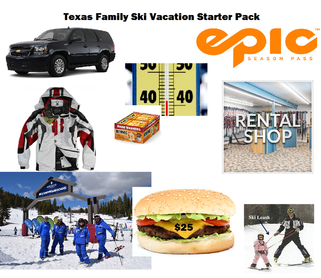 hamburger - Texas Family Ski Vacation Starter Pack pic Season Pass Rental Ashop $25