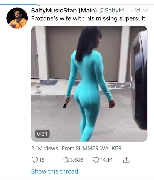 shoulder - SaltyMusicStan Main ... 1d v Frozone's wife with his missing supersuit 2.1M views From Summer Walker 18 223,586 Show this thread