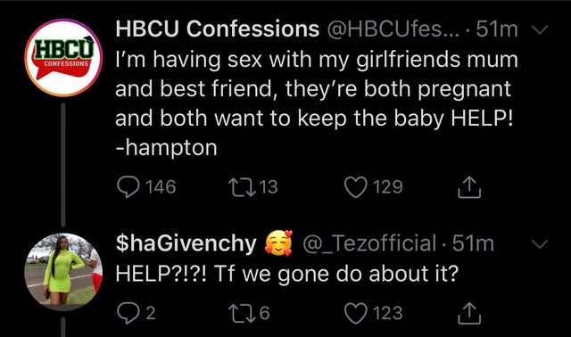 domestic violence men - Hbc Confessions Hbcu Confessions .... 51m v I'm having sex with my girlfriends mum and best friend, they're both pregnant and both want to keep the baby Help! hampton 146 2213 129 v $haGivenchy 51m Help?!?! Tf we gone do about it? 