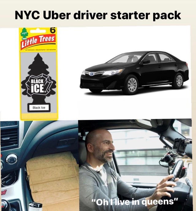 vehicle door - Nyc Uber driver starter pack Little Trees Black Ice Black Ice "Oh I live in queens"