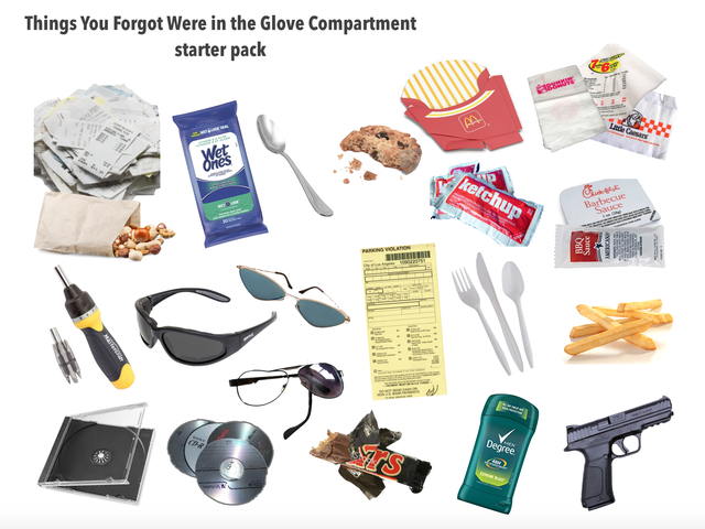 pile of receipts - Things You Forgot Were in the Glove Compartment starter pack ketchup Barbec Degree