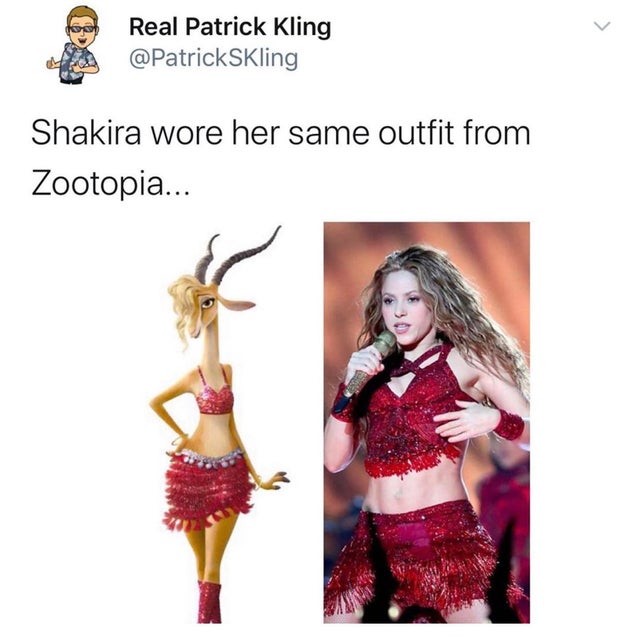 gazelle zootopia - Real Patrick Kling SKling a Shakira wore her same outfit from Zootopia...