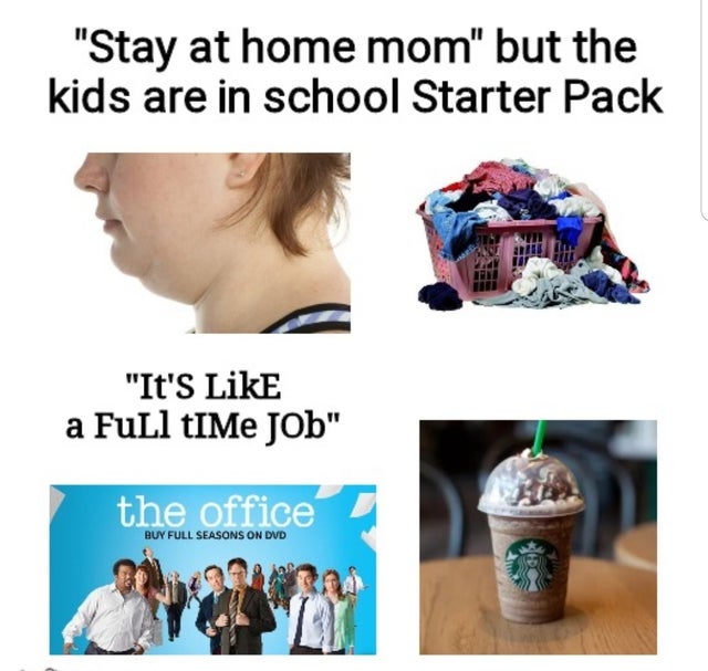human behavior - "Stay at home mom" but the kids are in school Starter Pack "It'S a FuLl tIMe Job" the office Buy Full Seasons On Dvd