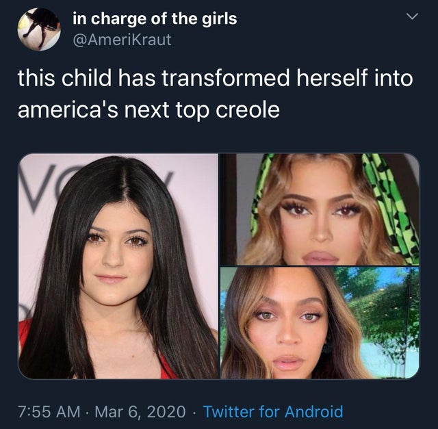 black hair - in charge of the girls this child has transformed herself into america's next top creole . Twitter for Android