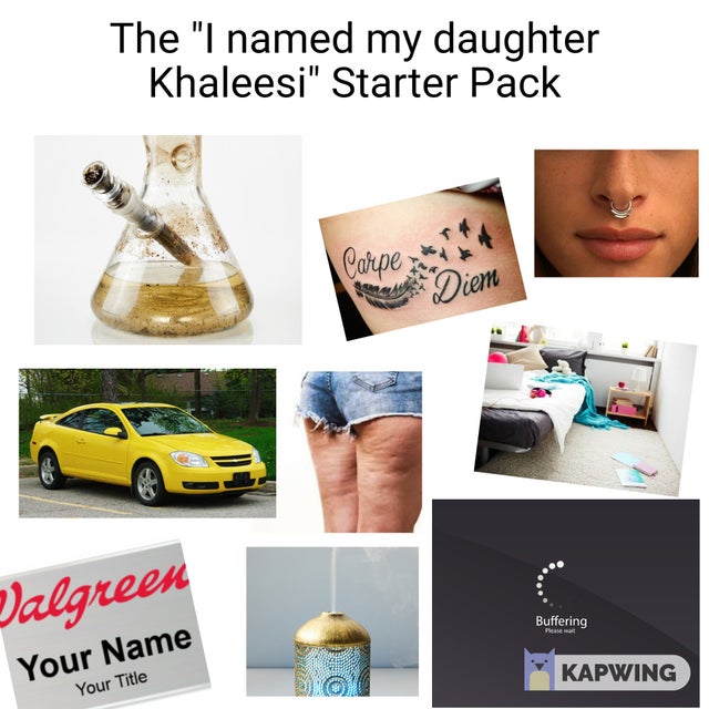 label - The "I named my daughter Khaleesi" Starter Pack Carpet nemen Diem Valgreen Buffering Your Name Kapwing Your Title