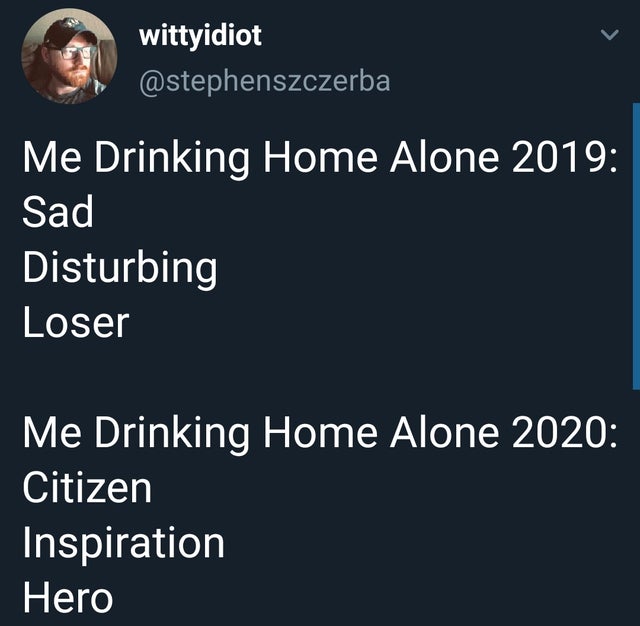 presentation - wittyidiot Me Drinking Home Alone 2019 Sad Disturbing Loser Me Drinking Home Alone 2020 Citizen Inspiration Hero
