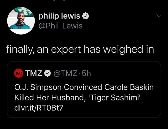 netflix is scary post - philip lewis finally, an expert has weighed in Tm Tmz .5h O.J. Simpson Convinced Carole Baskin Killed Her Husband, 'Tiger Sashimi' dlvr.itRTOBt7