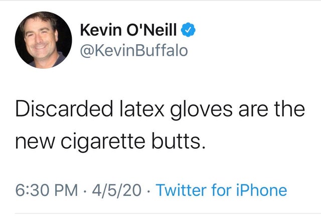 Discarded latex gloves are the new cigarette butts.