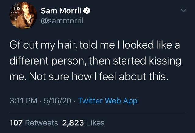 orange money - Jot This Sante Sam Morril Gf cut my hair, told me I looked a different person, then started kissing me. Not sure how I feel about this. . 51620 Twitter Web App 107 2,823