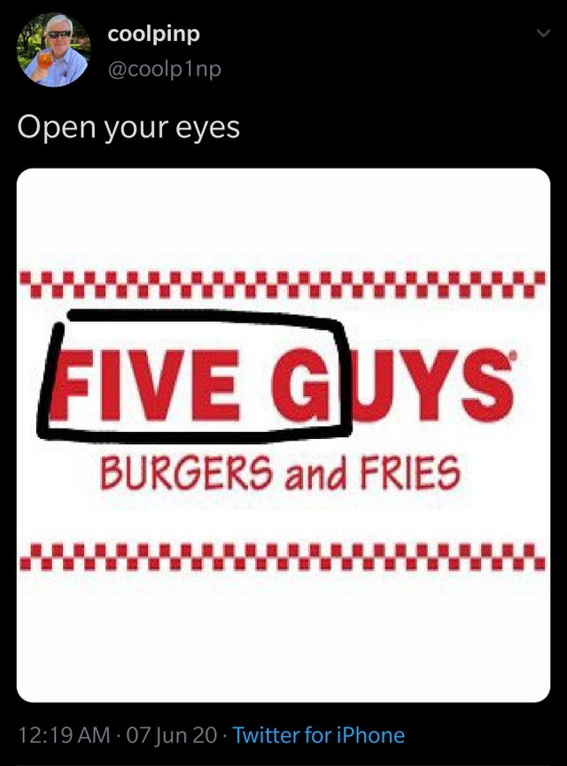 five guys burgers and fries - coolpinp Open your eyes Five Guys Burgers and Fries 07 Jun 20 Twitter for iPhone