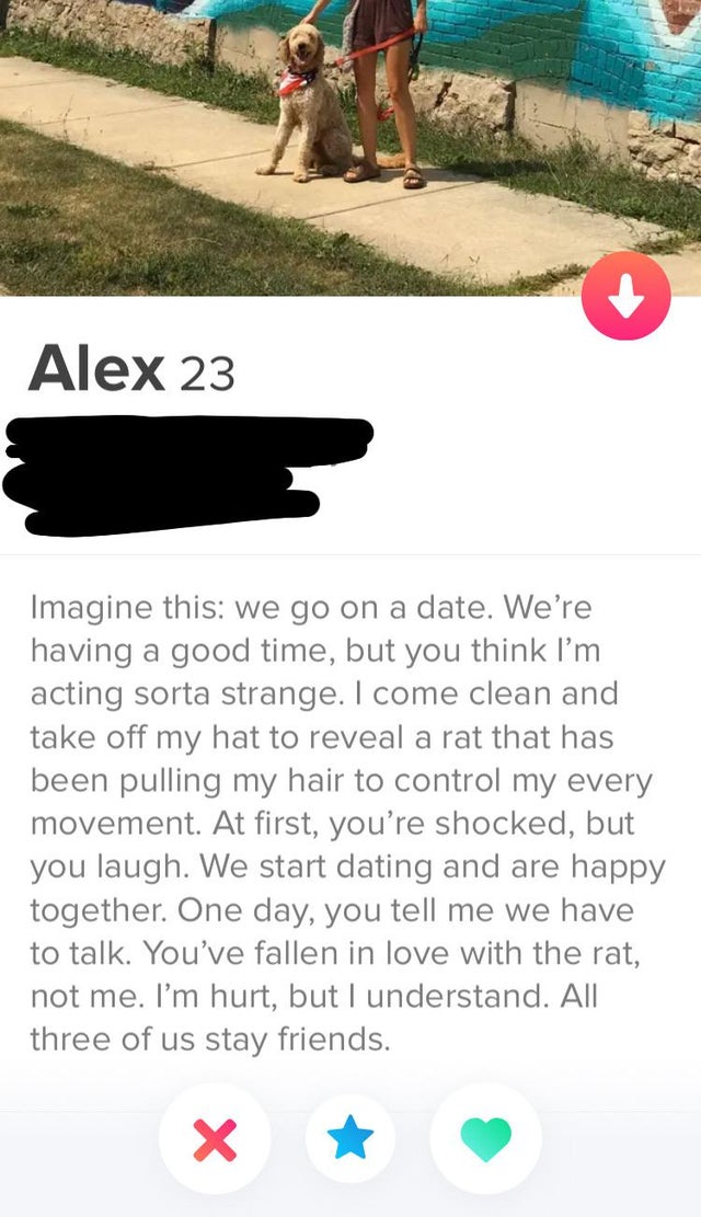 grass - Alex 23 Imagine this we go on a date. We're having a good time, but you think I'm acting sorta strange. I come clean and take off my hat to reveal a rat that has been pulling my hair to control my every movement. At first, you're shocked, but you 