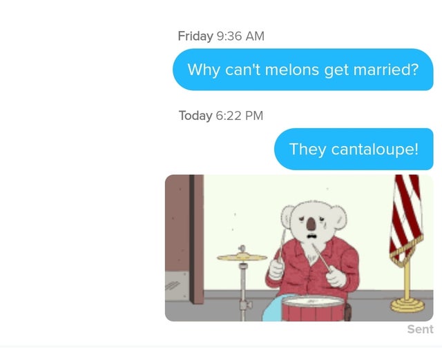 ba dum ching gif - Friday Why can't melons get married? Today They cantaloupe! Sent