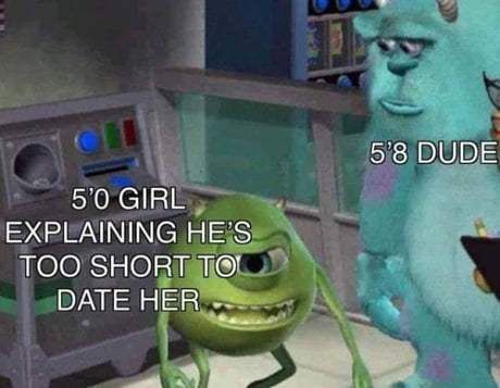 monster inc explaining meme - 5'8 Dude 02 5'0 Girl Explaining He'S Too Short To Date Her