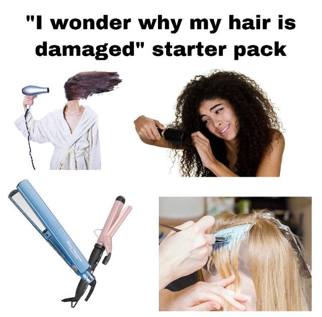 microphone - "I wonder why my hair is damaged" starter pack