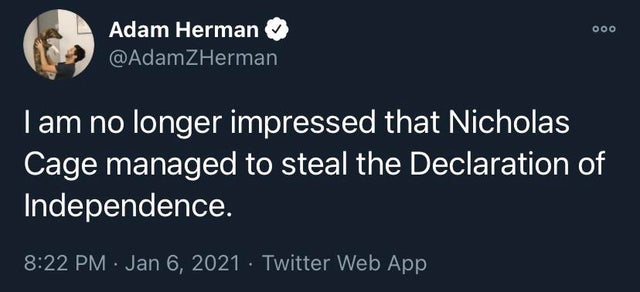 tweets about notre dame fire donations - Adam Herman I am no longer impressed that Nicholas Cage managed to steal the Declaration of Independence. Twitter Web App