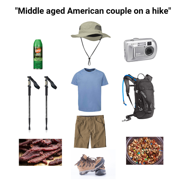 t shirt - "Middle aged American couple on a hike" Off! Le