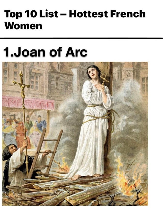joan of arc burned at the stake painting - Top 10 List Hottest French Women 1.Joan of Arc