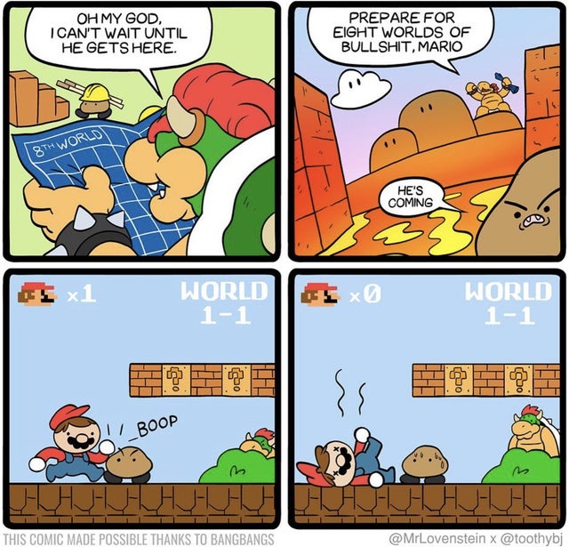 comics - Oh My God, I Can'T Wait Until He Gets Here. Prepare For Eight Worlds Of Bullshit, Mario 8TH World He'S Coming 3 7. x1 World 11 World 11 I Boop Hhhhhhhhhhh This Comic Made Possible Thanks To Bangbangs x