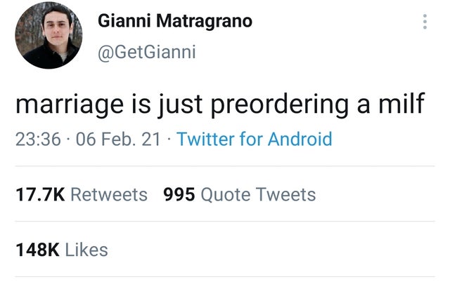ajit pai tweet - Gianni Matragrano marriage is just preordering a milf .06 Feb. 21 Twitter for Android 995 Quote Tweets