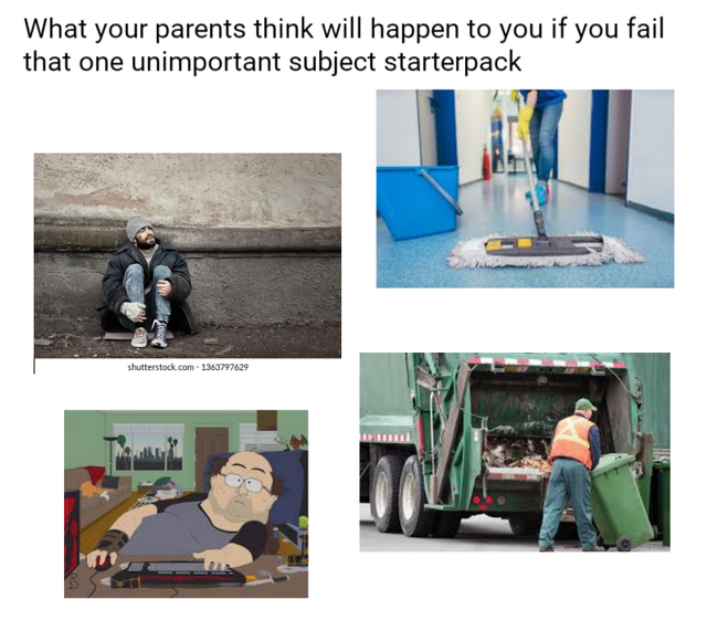 presentation - What your parents think will happen to you if you fail that one unimportant subject starterpack shutterstock.com 1363797629