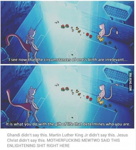 mewtwo circumstances of one's birth - I see now that the circumstances of one's birth are irrelevant... Via 9GAG.Com It is what you do with the gift of life that determines who you are. Ghandi didn't say this. Martin Luther King Jr didn't say this. Jesus 