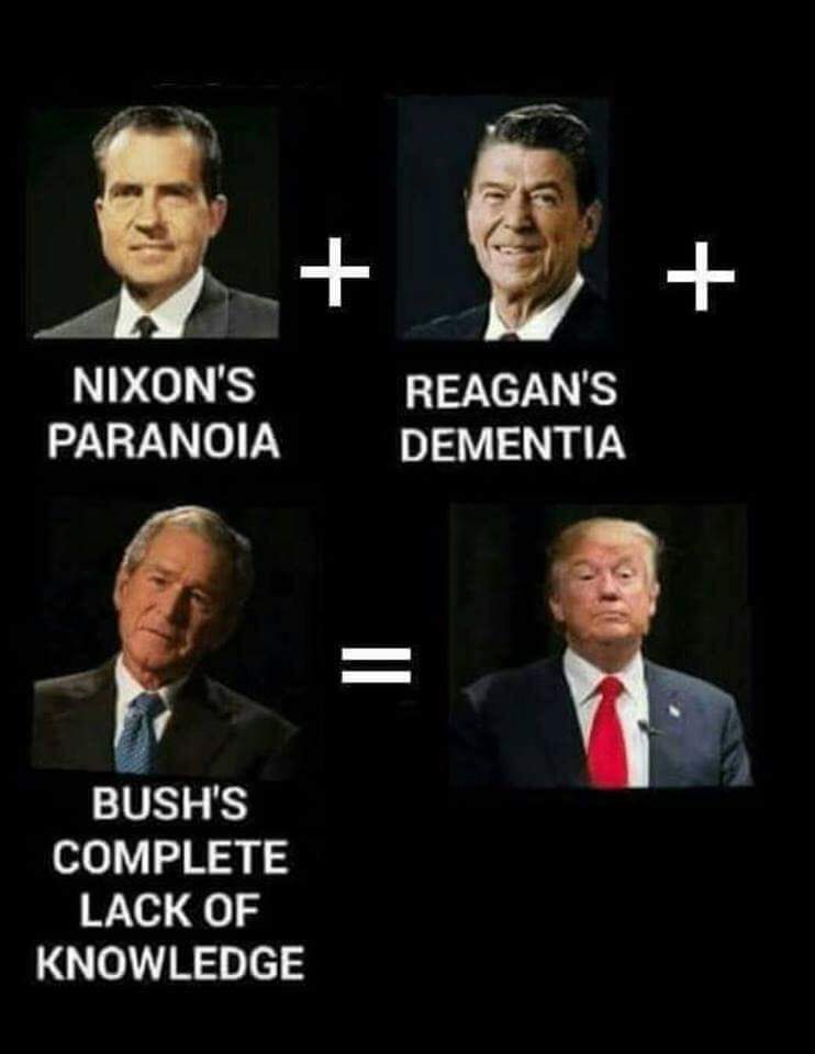 political meme ronald reagan - Nixon'S Paranoia Reagan'S Dementia Bush'S Complete Lack Of Knowledge