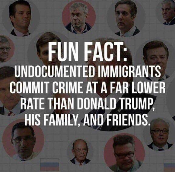 trump crime family meme - Fun Fact Undocumented Immigrants Commit Crime At A Far Lower Rate Than Donald Trump His Family, And Friends.