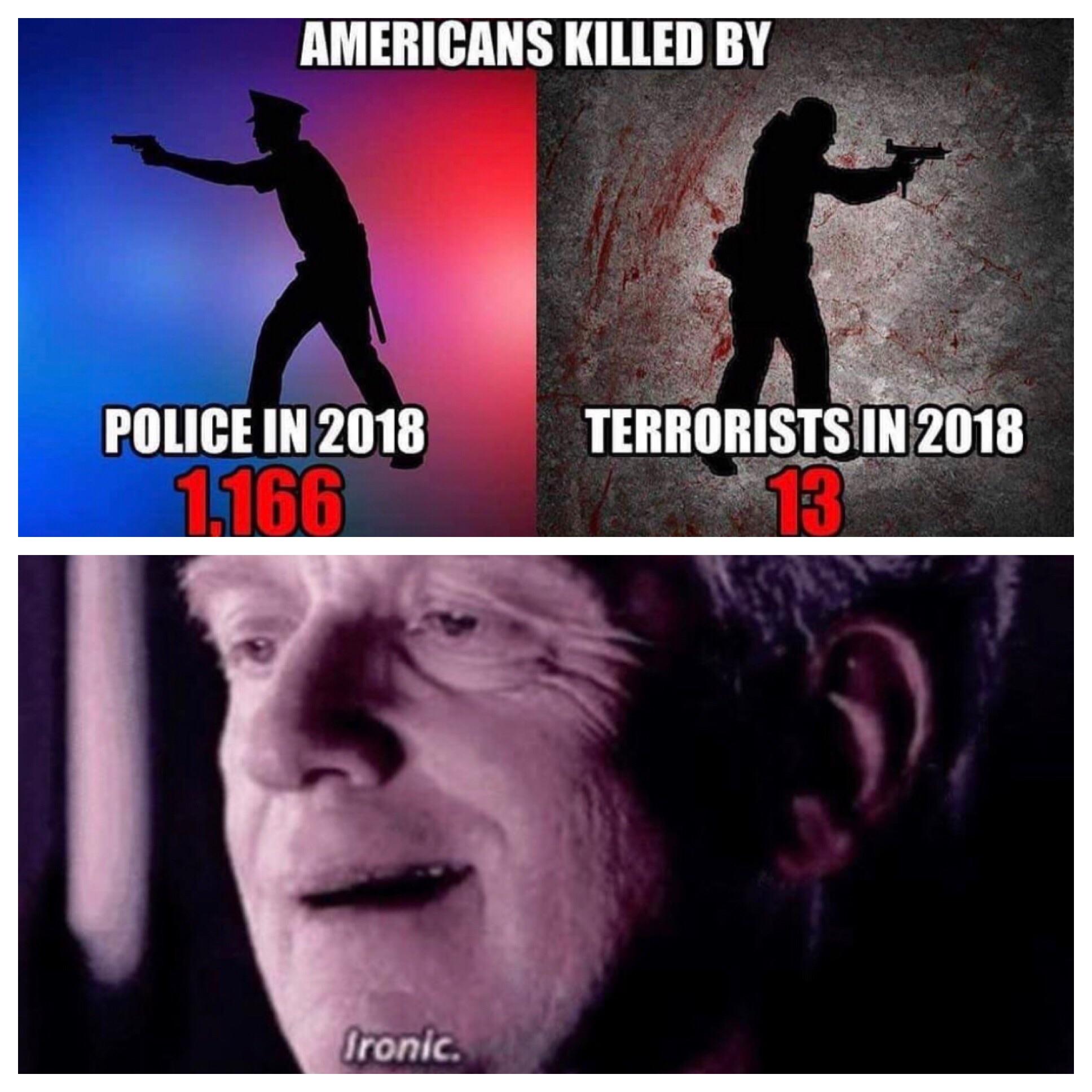 ironic palpatine - Americans Killed By Terrorists In 2018 Police In 2018 1166 Ironic.