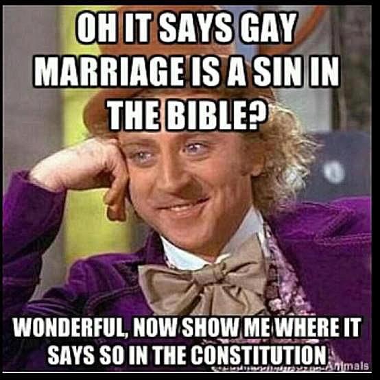 left wing memes - Oh It Says Gay Marriage Is A Sinin The Bible? Wonderful, Now Show Me Where It Says So In The Constitutioni Animals