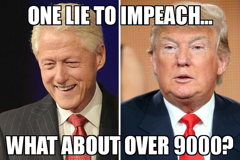 bill clinton donald trump meme - One Lie To Impeach... What About Over 9000?