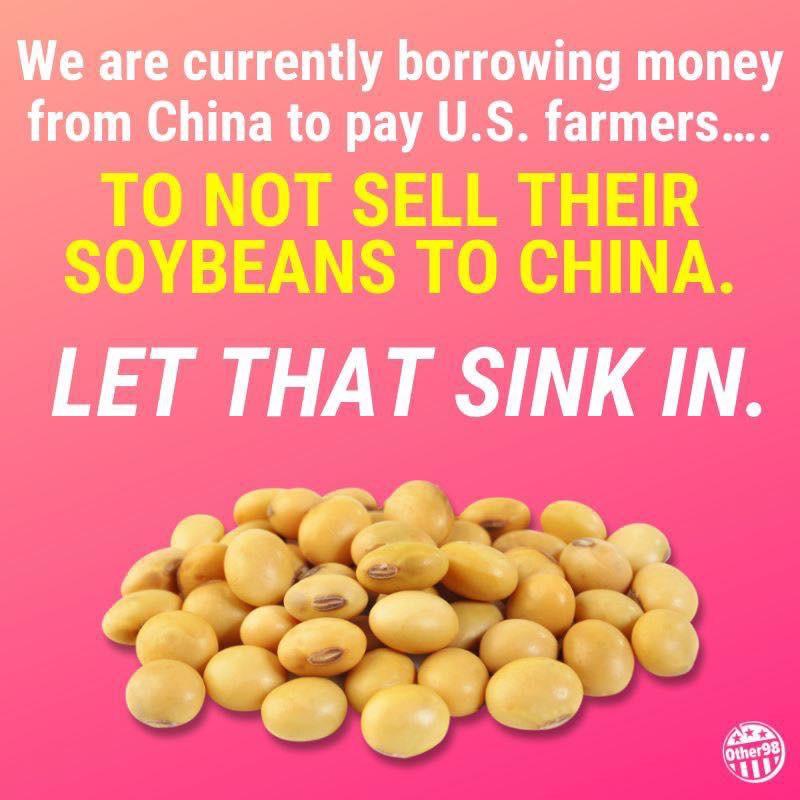 natural foods - We are currently borrowing money from China to pay U.S. farmers.... To Not Sell Their Soybeans To China. Let That Sink In. A Other 98 Vu