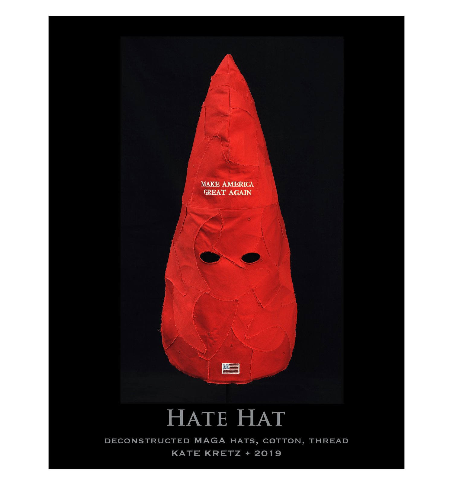 orange - Make America Great Again Hate Hat Deconstructed Maga Hats, Cotton, Thread Kate Kretz 2019